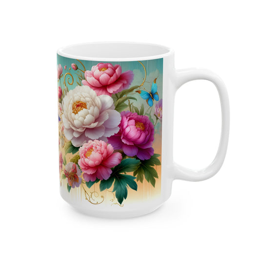 Birth Flower Mug, November - Peony, Good Fortune and Prosperity