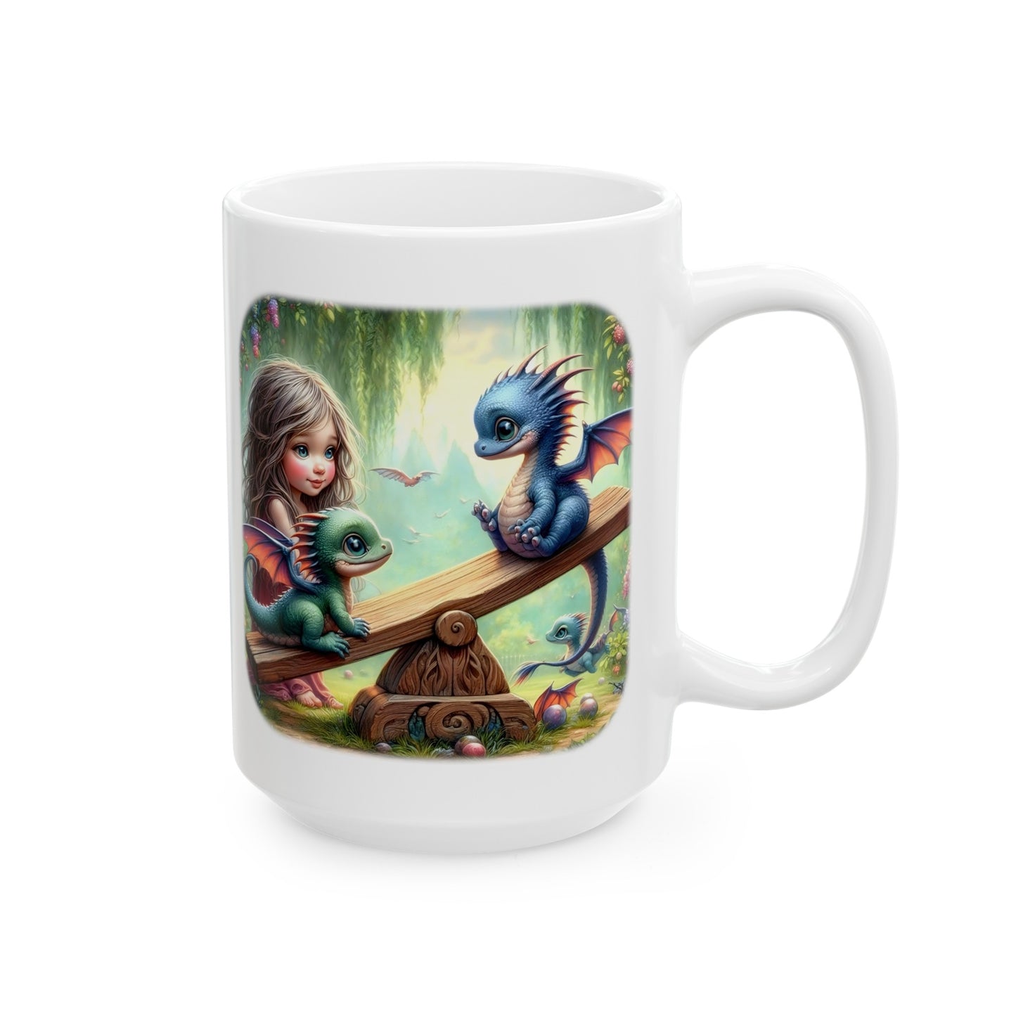 Baby Dragon Coffee Mug - Colorful Fantasy Art Cup, 11oz and 15 oz sizes - Perfect Gift for Dragon Lovers