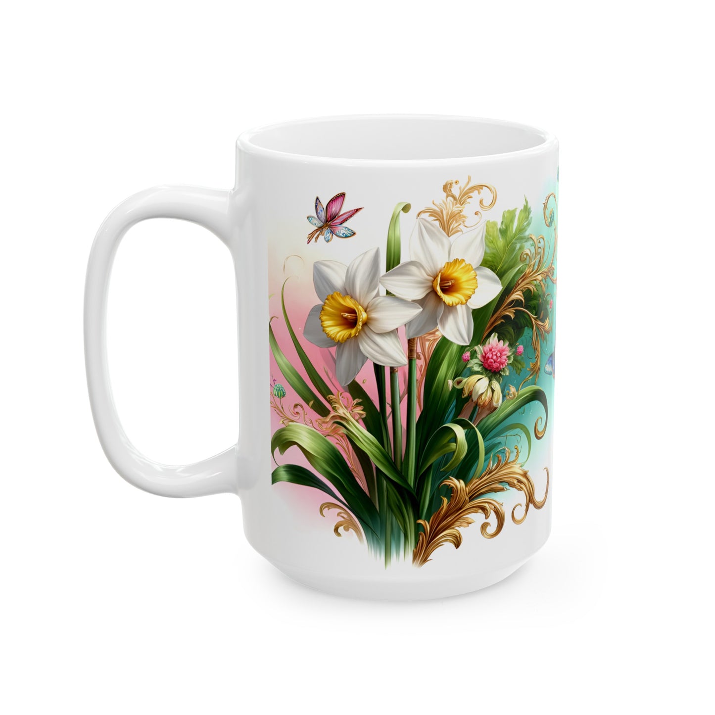 Birth Flower Mug, March - Daffodil, Sign of New Beginnings