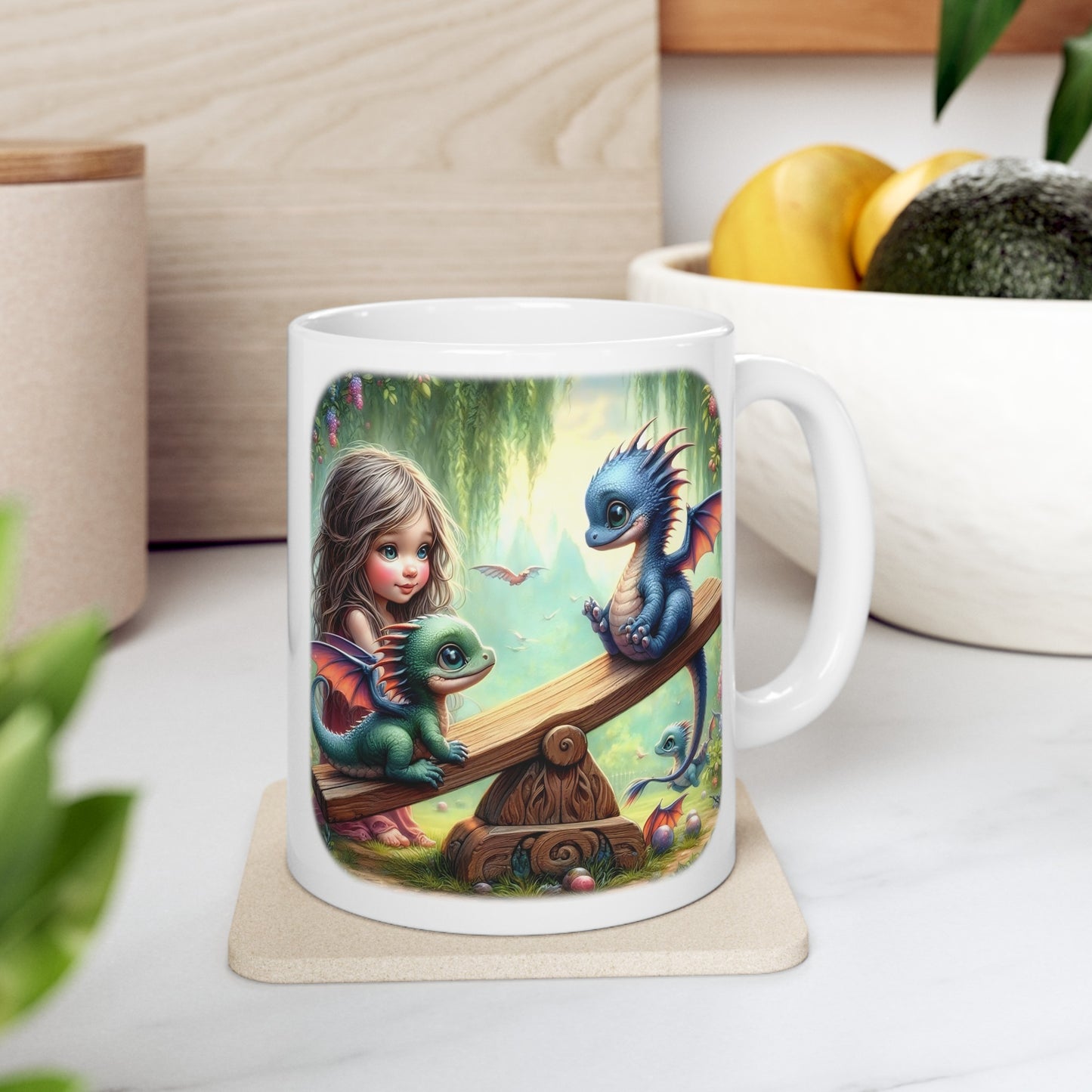 Baby Dragon Coffee Mug - Colorful Fantasy Art Cup, 11oz and 15 oz sizes - Perfect Gift for Dragon Lovers