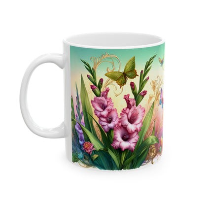 Birth Flower Mug, August - Gladiolus, Strength and Integrity