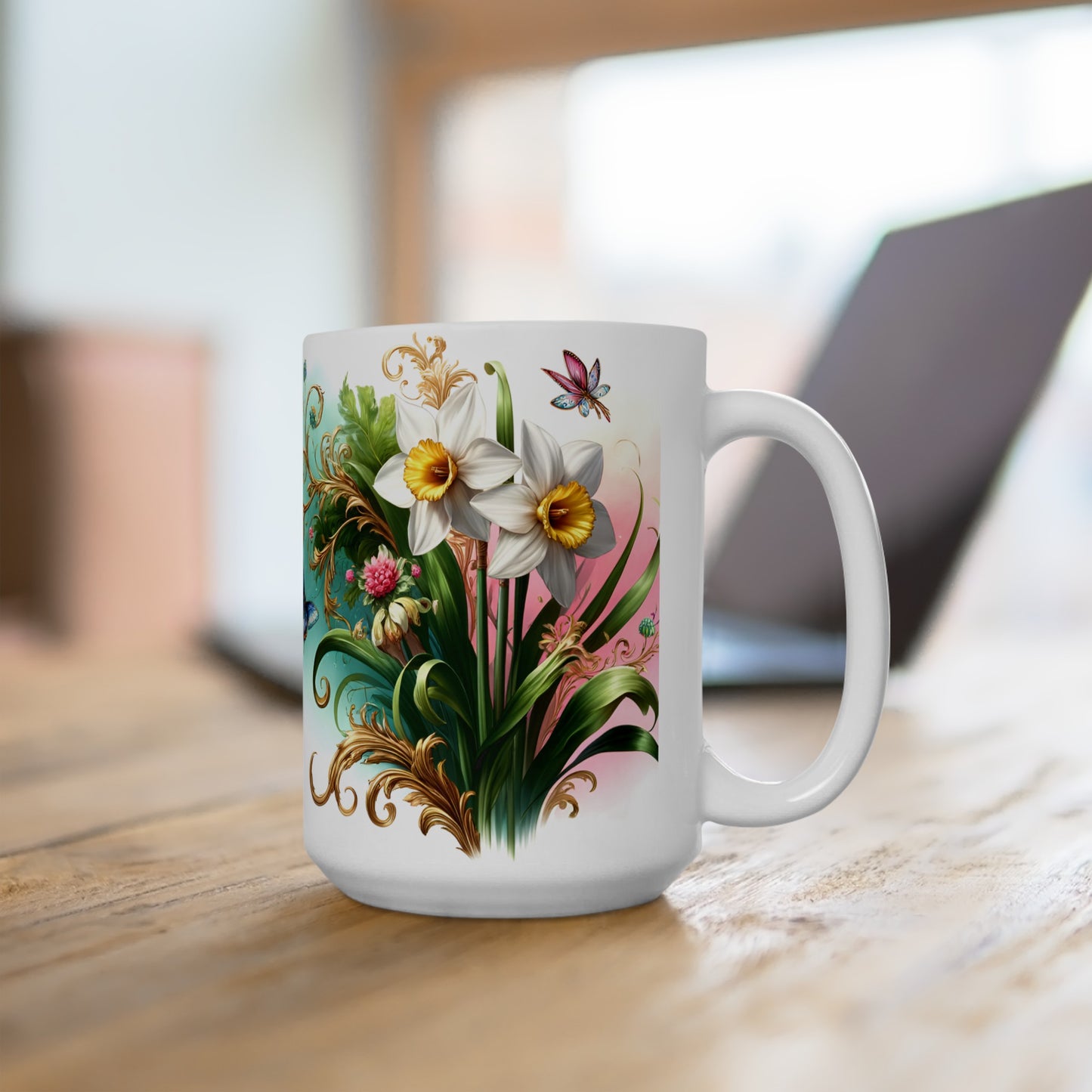 Birth Flower Mug, March - Daffodil, Sign of New Beginnings