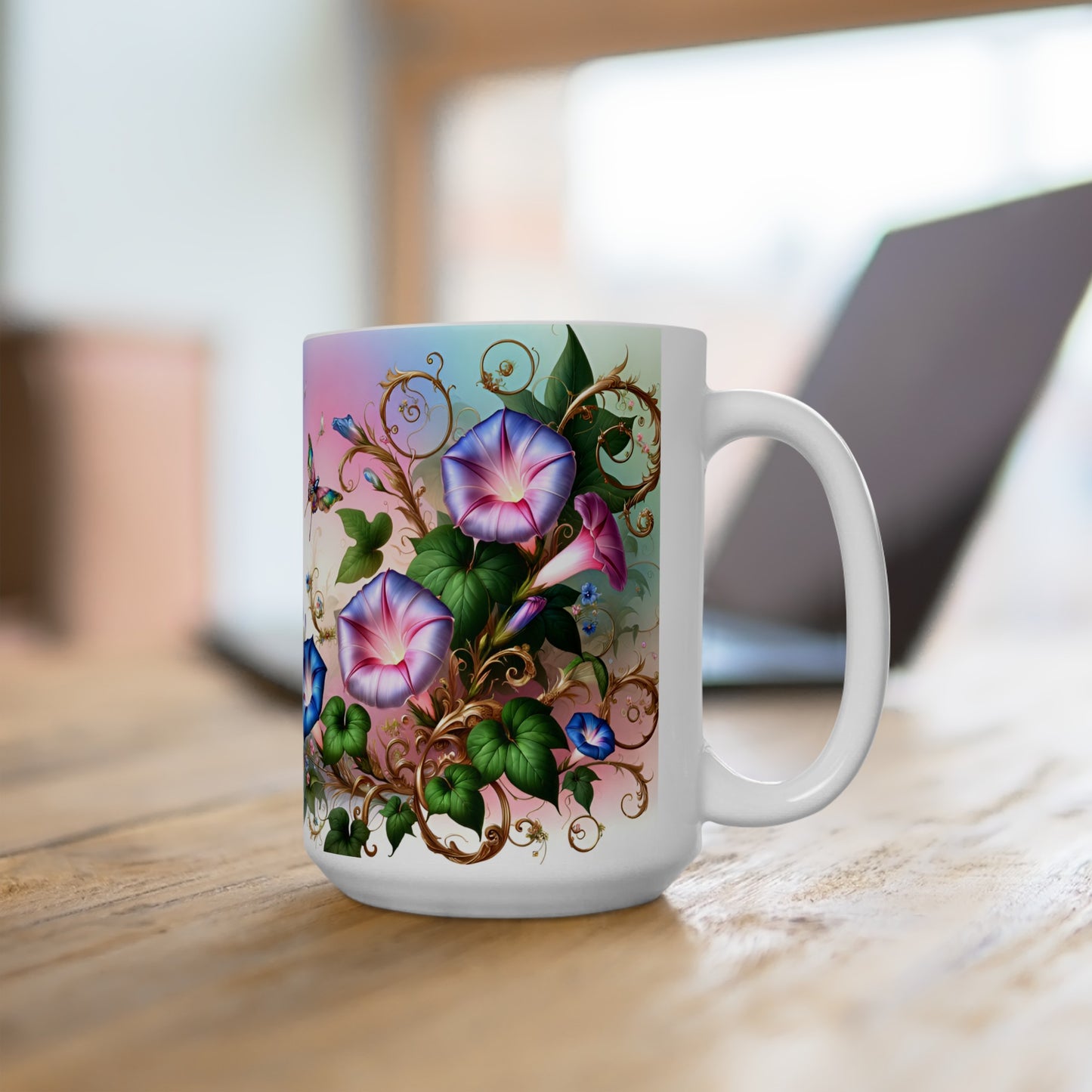 Birth Flower Mug, September - Morning Glory, Renewal and Affection