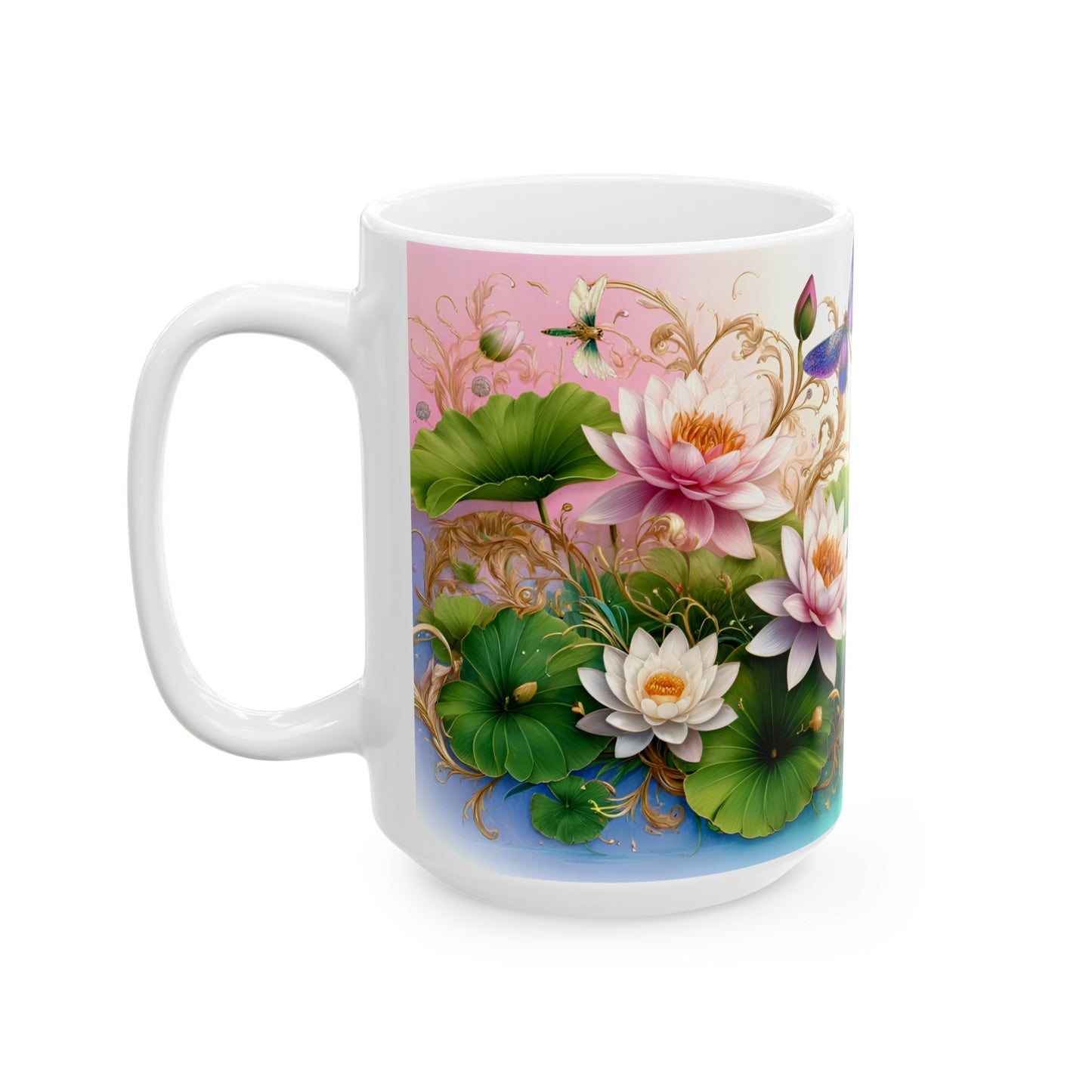 Birth Flower Mug, July - Water Lily, Enlightenment and Purity