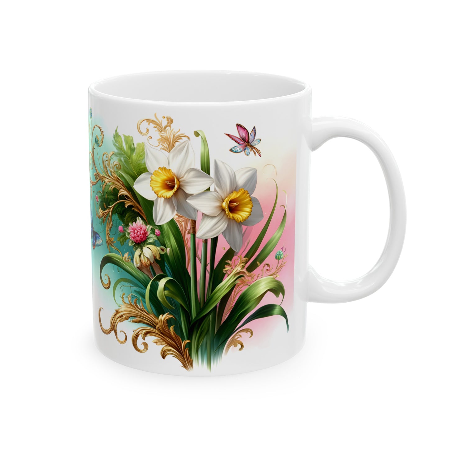 Birth Flower Mug, March - Daffodil, Sign of New Beginnings