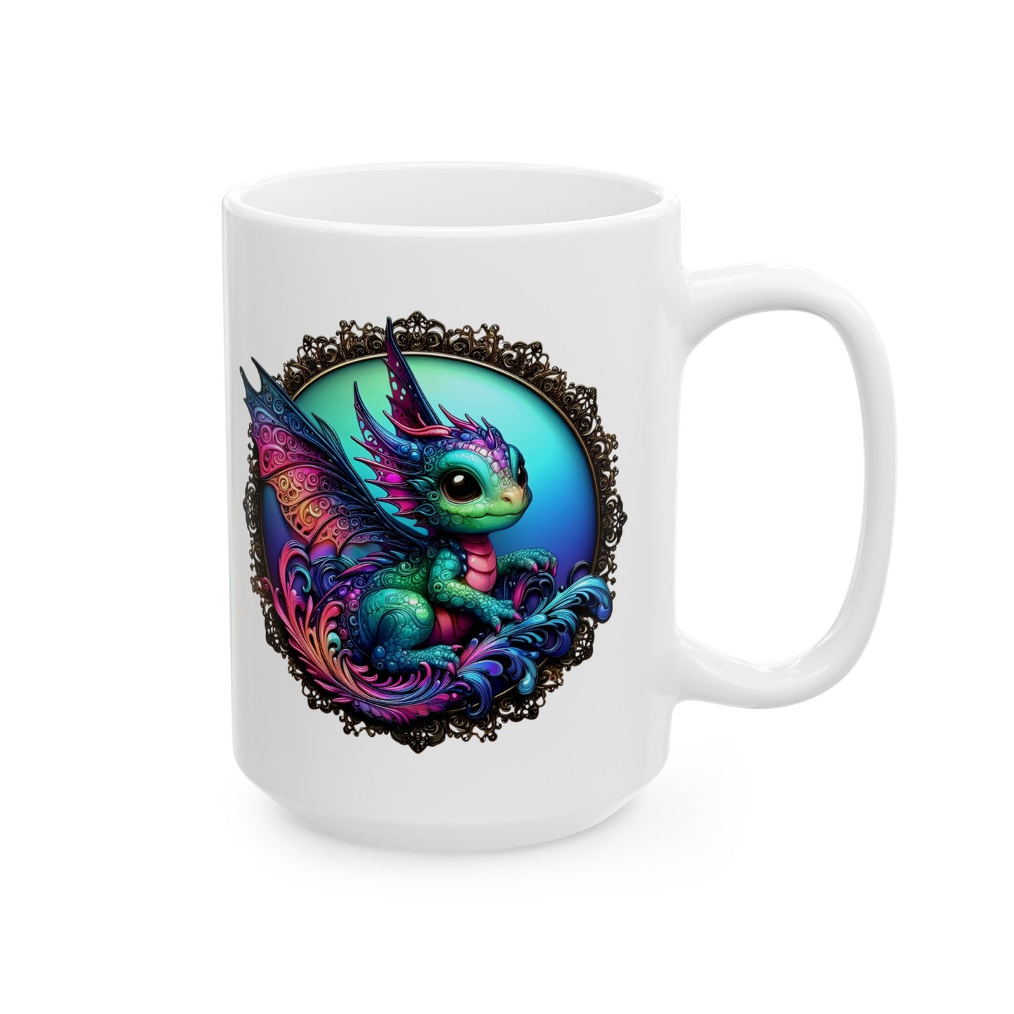 Baby Dragon Coffee Mug - Colorful Fantasy Art Cup, 11oz and 15 oz sizes - Perfect Gift for Dragon Lovers