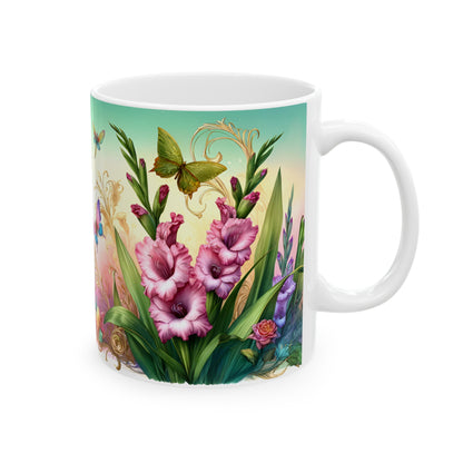 Birth Flower Mug, August - Gladiolus, Strength and Integrity