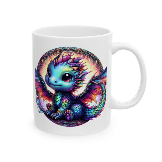 Baby Dragon Coffee Mug - Colorful Fantasy Art Cup, 11oz and 15 oz sizes - Perfect Gift for Dragon Lovers