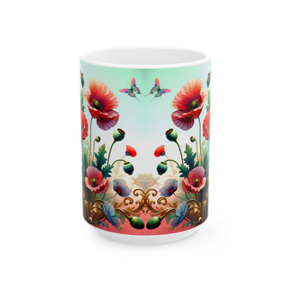 Birth Flower Mug, August - Poppy, Peace and Remembrance