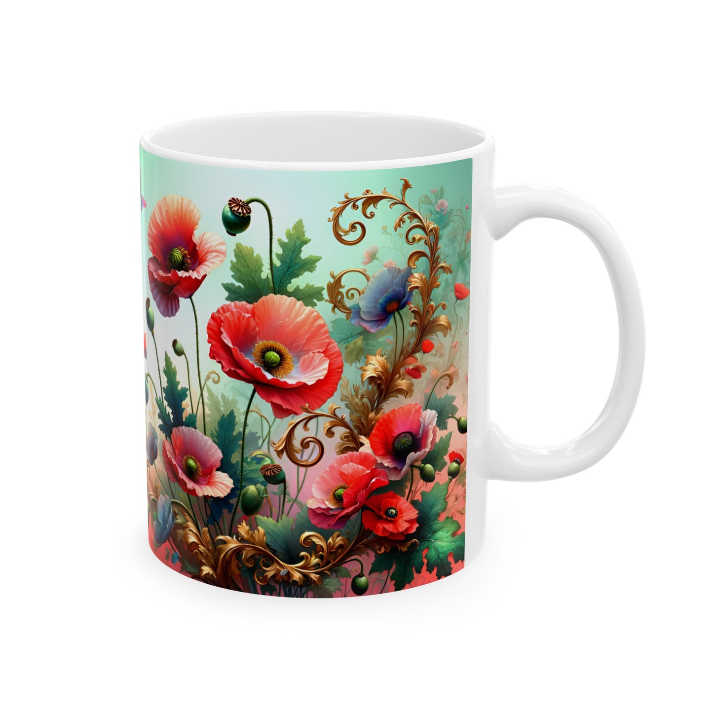 Birth Flower Mug, August - Poppy, Peace and Remembrance