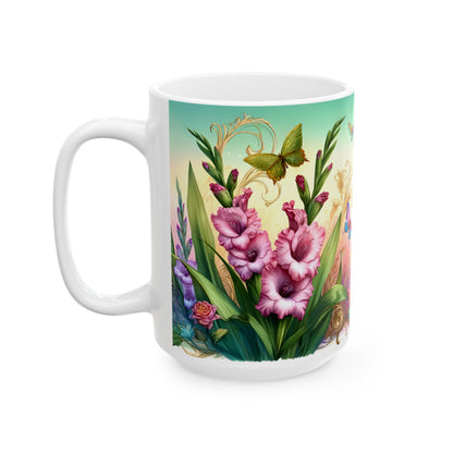 Birth Flower Mug, August - Gladiolus, Strength and Integrity