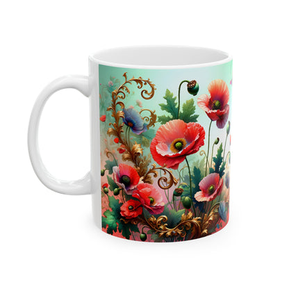 Birth Flower Mug, August - Poppy, Peace and Remembrance