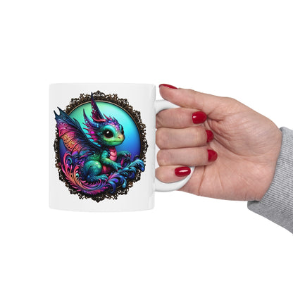 Baby Dragon Coffee Mug - Colorful Fantasy Art Cup, 11oz and 15 oz sizes - Perfect Gift for Dragon Lovers