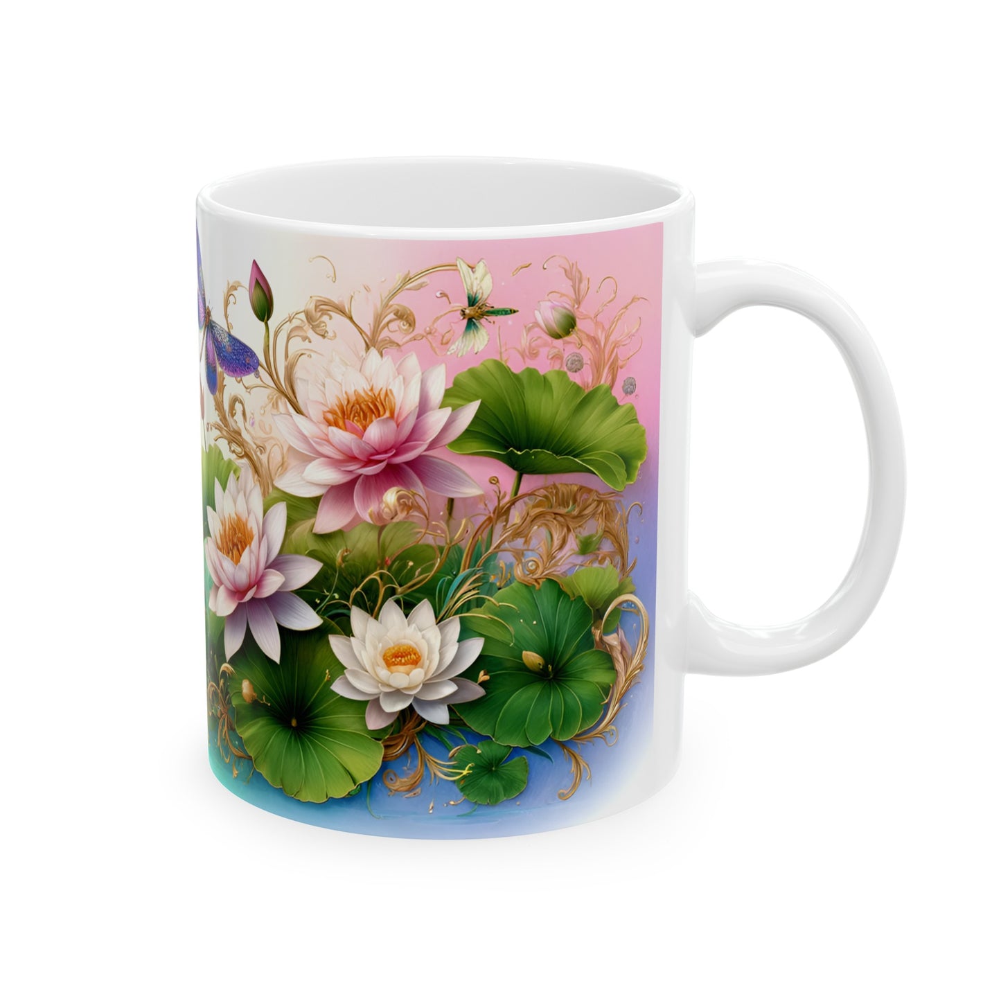 Birth Flower Mug, July - Water Lily, Enlightenment and Purity