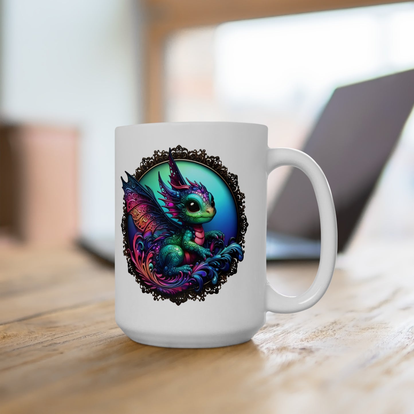 Baby Dragon Coffee Mug - Colorful Fantasy Art Cup, 11oz and 15 oz sizes - Perfect Gift for Dragon Lovers