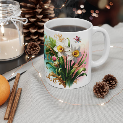 Birth Flower Mug, March - Daffodil, Sign of New Beginnings