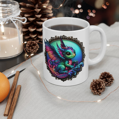 Baby Dragon Coffee Mug - Colorful Fantasy Art Cup, 11oz and 15 oz sizes - Perfect Gift for Dragon Lovers