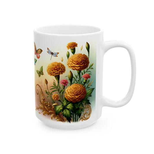 Birth Flower Mug, October - Marigold, Radiance of Passion