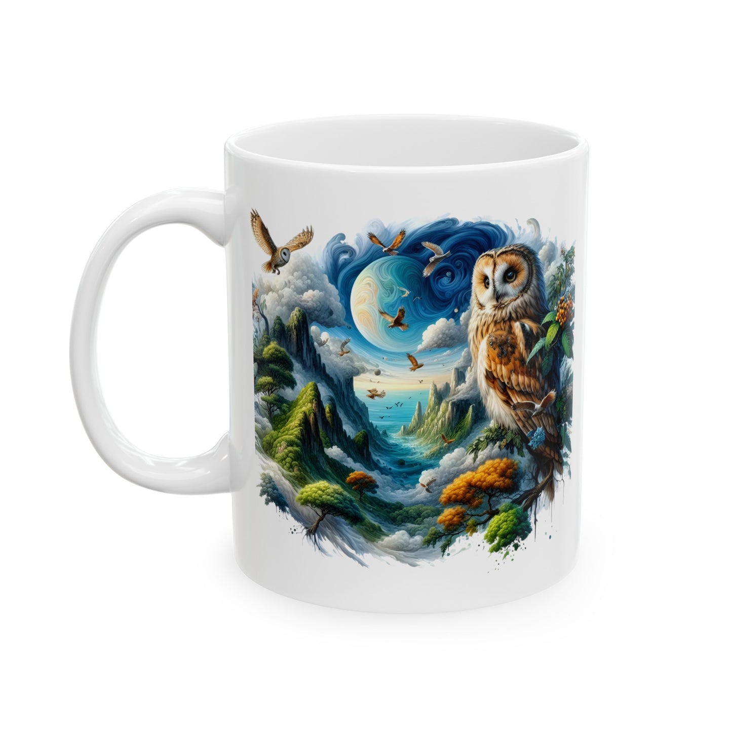 Mystical Owl Mug Collection - Magical Forest Owl Art, Multiple Sizes - Ideal Gift for Nature Enthusiasts