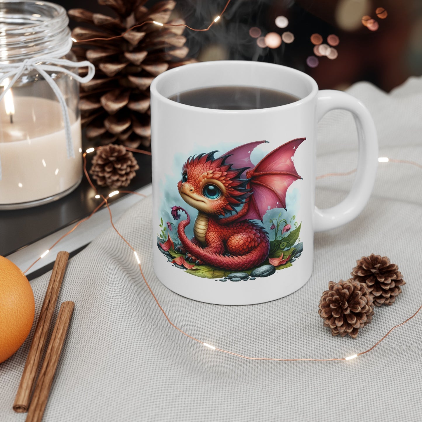 Baby Dragon Coffee Mug - Colorful Fantasy Art Cup, 11oz - Perfect Gift for Dragon Lovers