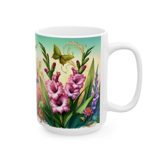 Birth Flower Mug, August - Gladiolus, Strength and Integrity