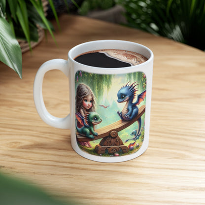 Baby Dragon Coffee Mug - Colorful Fantasy Art Cup, 11oz and 15 oz sizes - Perfect Gift for Dragon Lovers