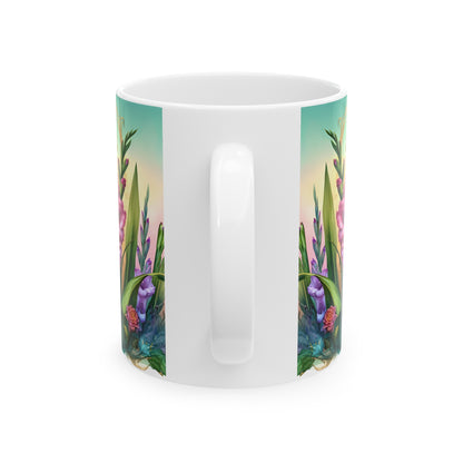 Birth Flower Mug, August - Gladiolus, Strength and Integrity