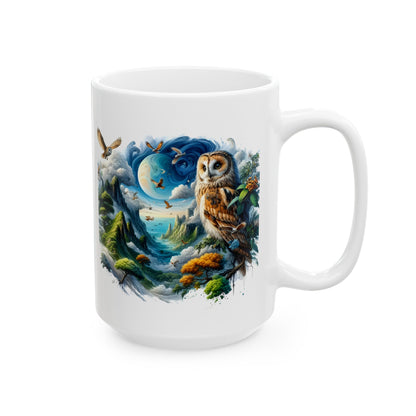 Mystical Owl Mug Collection - Magical Forest Owl Art, Multiple Sizes - Ideal Gift for Nature Enthusiasts