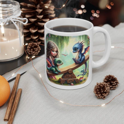 Baby Dragon Coffee Mug - Colorful Fantasy Art Cup, 11oz and 15 oz sizes - Perfect Gift for Dragon Lovers