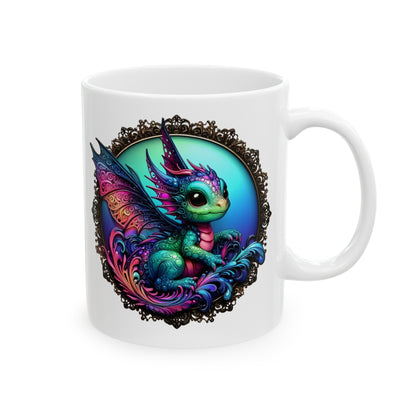 Baby Dragon Coffee Mug - Colorful Fantasy Art Cup, 11oz and 15 oz sizes - Perfect Gift for Dragon Lovers