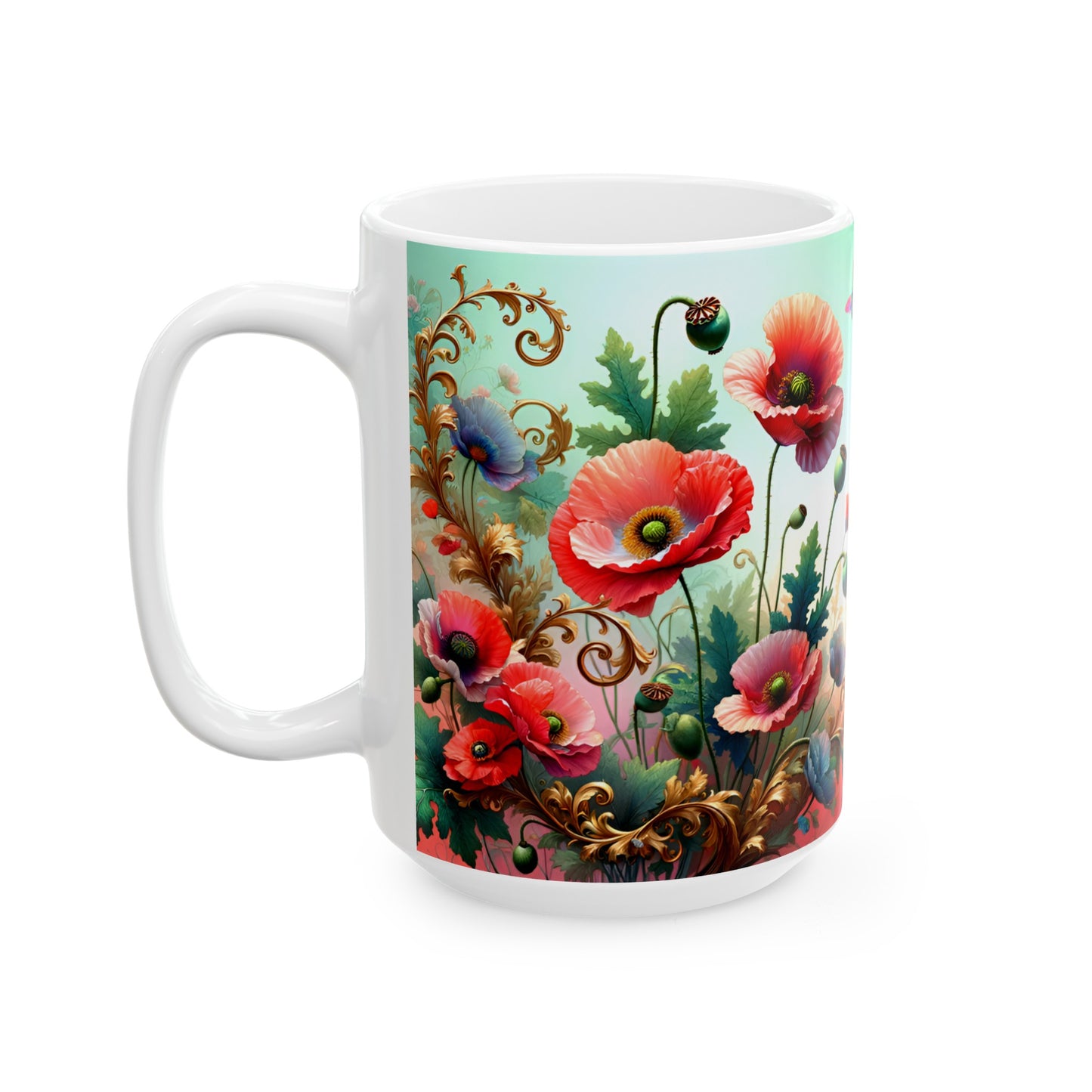 Birth Flower Mug, August - Poppy, Peace and Remembrance