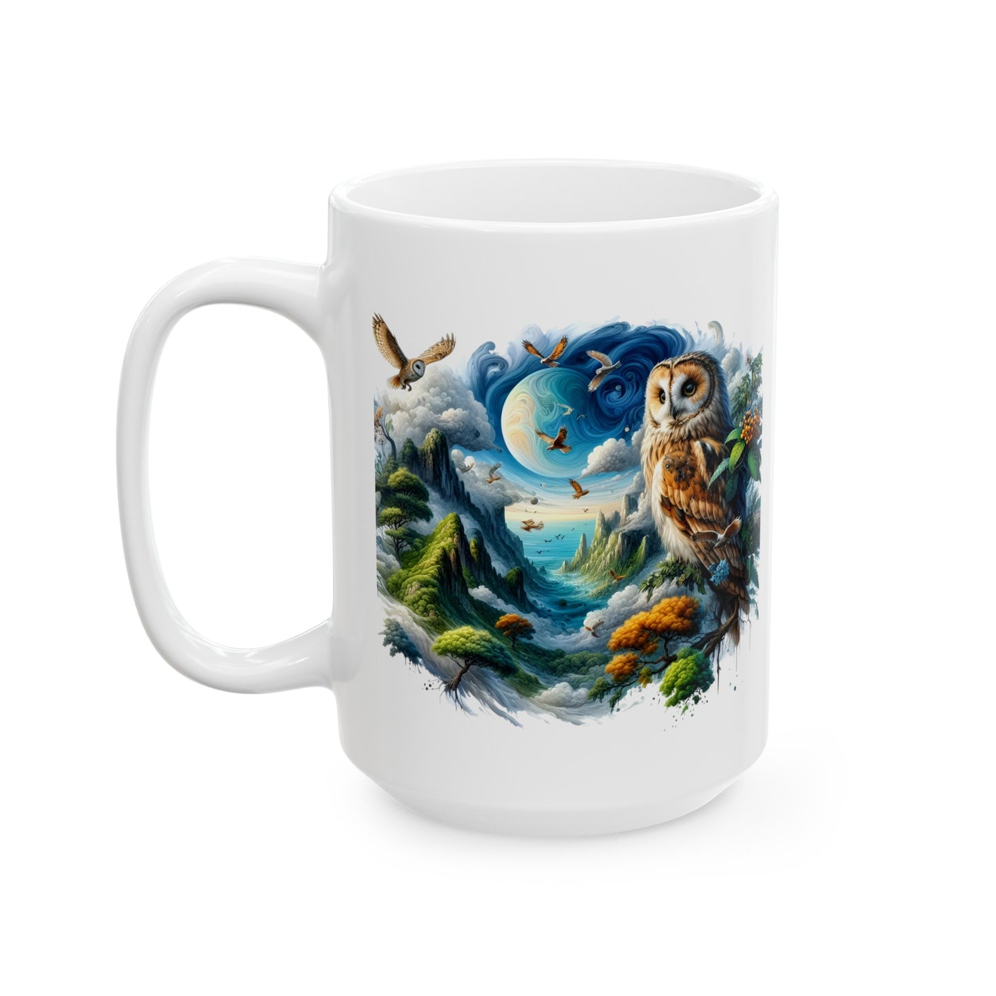 Mystical Owl Mug Collection - Magical Forest Owl Art, Multiple Sizes - Ideal Gift for Nature Enthusiasts