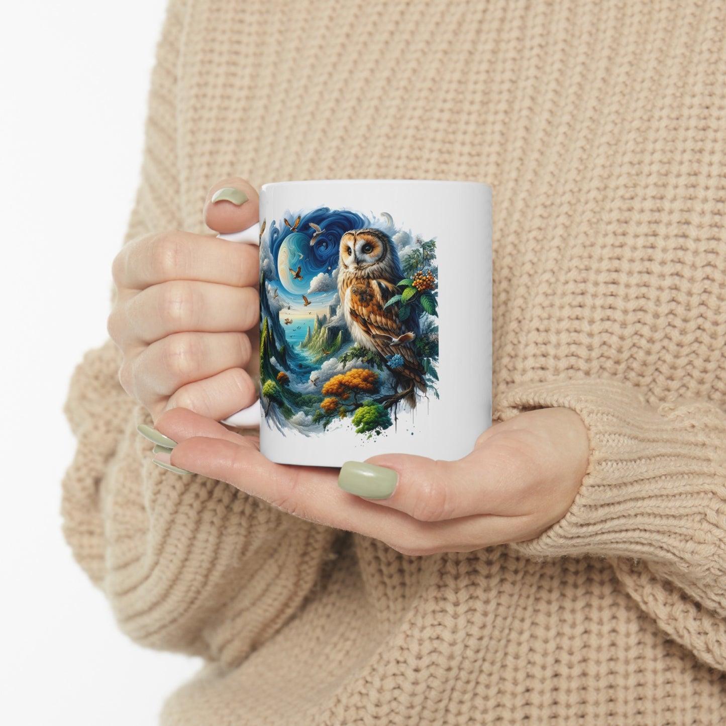 Mystical Owl Mug Collection - Magical Forest Owl Art, Multiple Sizes - Ideal Gift for Nature Enthusiasts