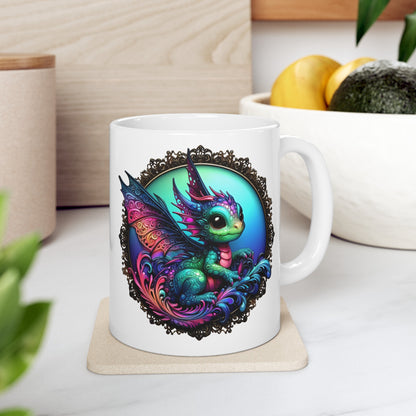 Baby Dragon Coffee Mug - Colorful Fantasy Art Cup, 11oz and 15 oz sizes - Perfect Gift for Dragon Lovers