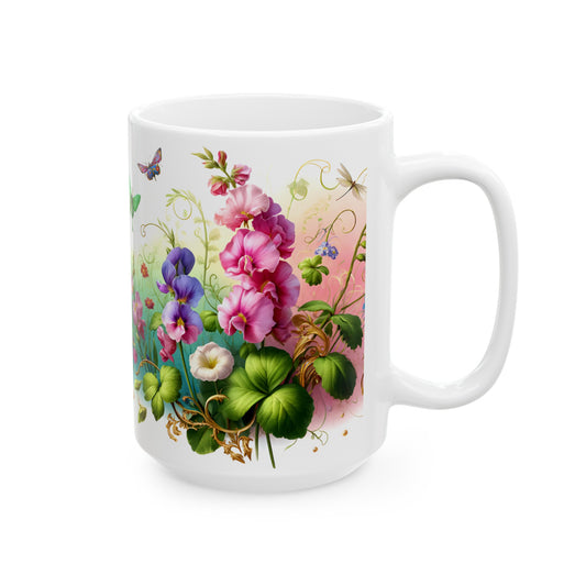 Birth Flower Mug, April - Sweet Pea, Memories of Joy