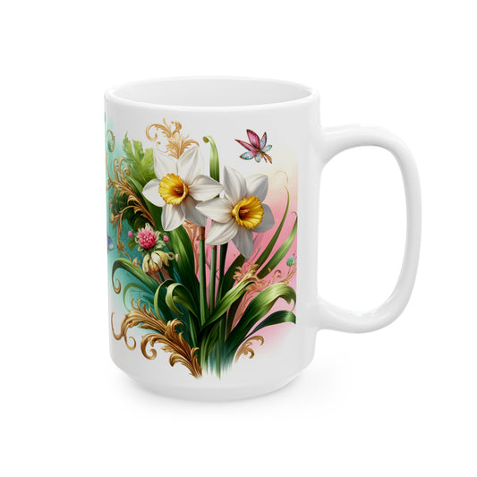 Birth Flower Mug, March - Daffodil, Sign of New Beginnings