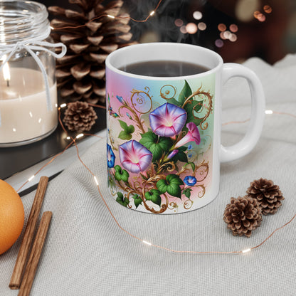 Birth Flower Mug, September - Morning Glory, Renewal and Affection