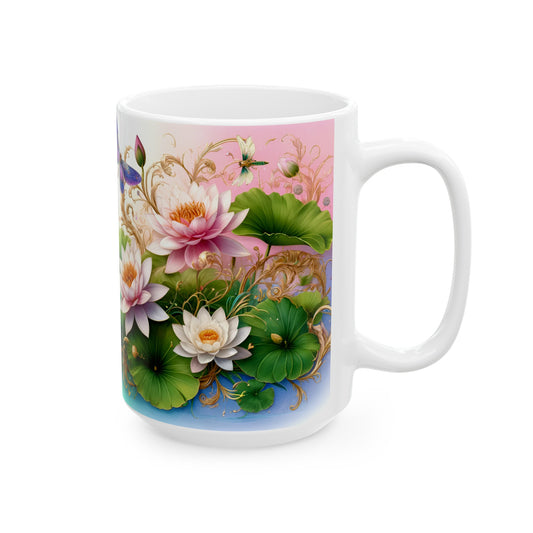 Birth Flower Mug, July - Water Lily, Enlightenment and Purity