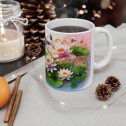 Birth Flower Mug, July - Water Lily, Enlightenment and Purity