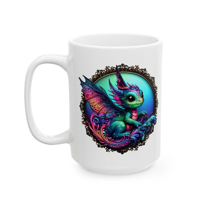 Baby Dragon Coffee Mug - Colorful Fantasy Art Cup, 11oz and 15 oz sizes - Perfect Gift for Dragon Lovers