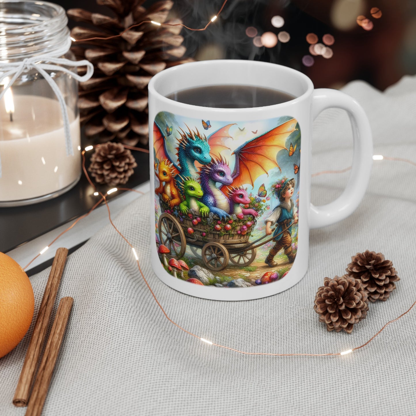 Baby Dragon Coffee Mug - Colorful Fantasy Art Cup, 11oz and 15 oz sizes - Perfect Gift for Dragon Lovers