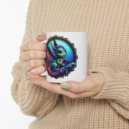 Baby Dragon Coffee Mug - Colorful Fantasy Art Cup, 11oz and 15 oz sizes - Perfect Gift for Dragon Lovers