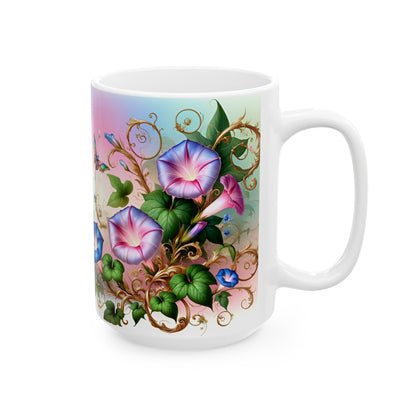 Birth Flower Mug, September - Morning Glory, Renewal and Affection