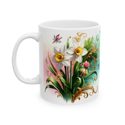 Birth Flower Mug, March - Daffodil, Sign of New Beginnings