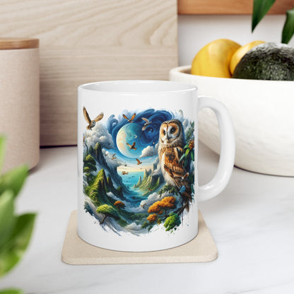 Mystical Owl Mug Collection - Magical Forest Owl Art, Multiple Sizes - Ideal Gift for Nature Enthusiasts