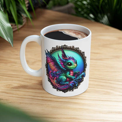 Baby Dragon Coffee Mug - Colorful Fantasy Art Cup, 11oz and 15 oz sizes - Perfect Gift for Dragon Lovers