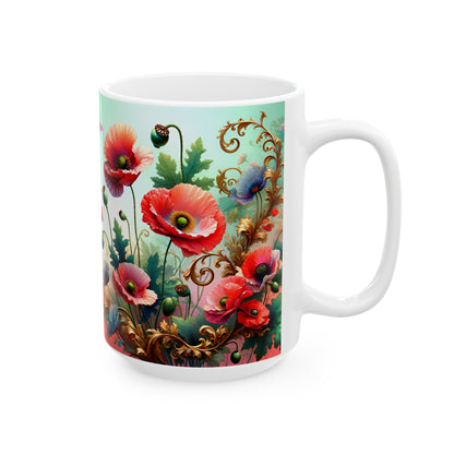 Birth Flower Mug, August - Poppy, Peace and Remembrance